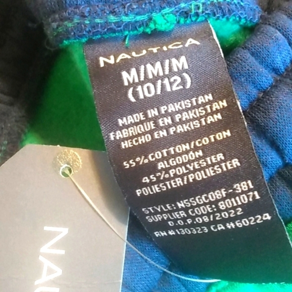 NAUTICA BOY'S GREEN BLUE ATHLETIC SHORTS BASKETBALL SHORTS SIZE MEDIUM 10/12 NWT - Picture 7 of 7